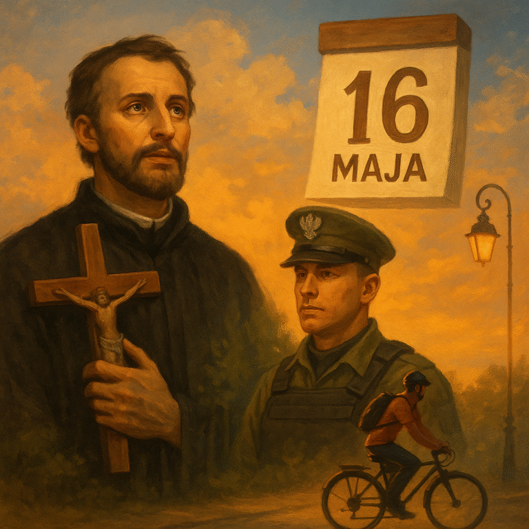 Święto 16 maja przy zachodzie słońca